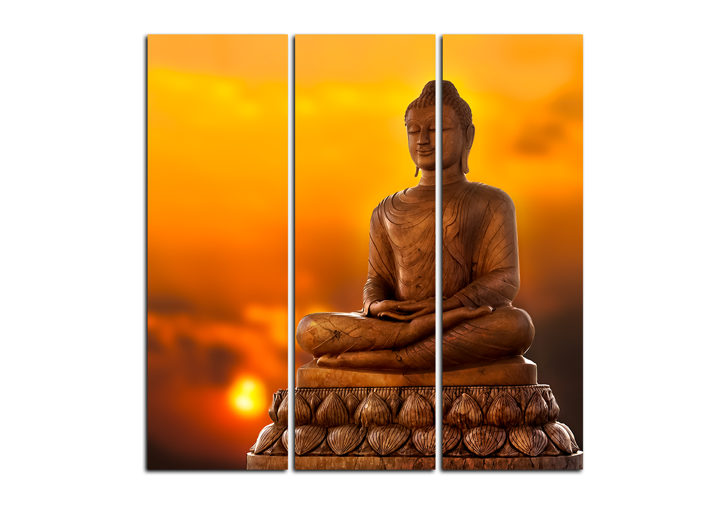 Obraz na plátně - Buddha a západ slunce - čtverec Obraz na plátně - Buddha a západ slunce - čtverec